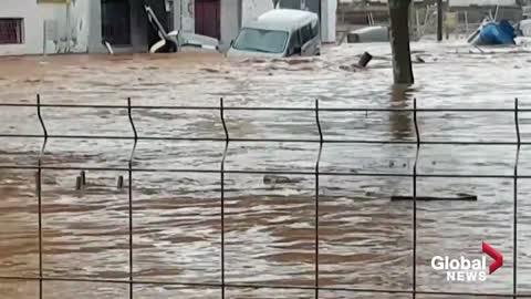 Spain floods: Cars washed away, homes submerged following storm in Huelva province