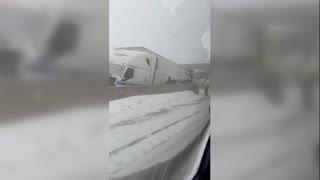 Snow and strong wind lead to a 50-car pile-up on the Ohio Turnpike