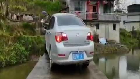 Incredible driving skill: u turn on tiny bridge learn car driving skills quick driving skills