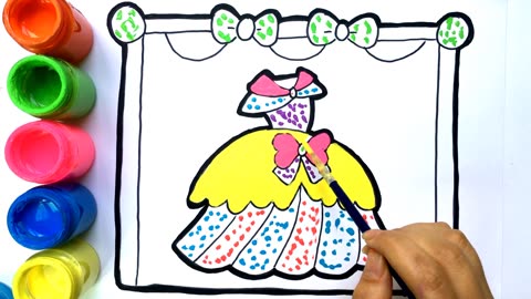 How to Draw and Color Princess Dress for Beginners, Learning Video