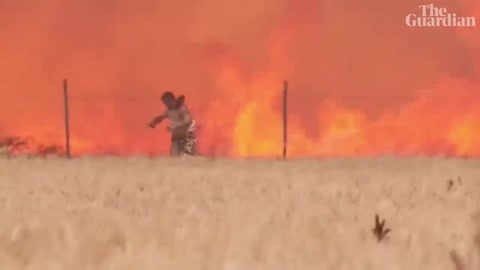 Spain: man caught in wildfire escapes with clothes ablaze