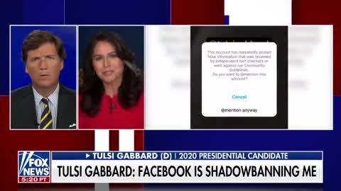 Tulsi Gabbard about BIG TECH after her FB, Instagram accounts are SHADOW BANNED