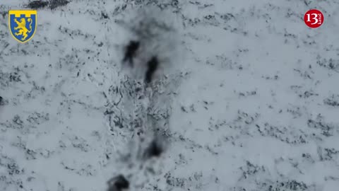 Russian soldiers crawling across the snowy Ukrainian steppes - tanks of Russians were fired upon