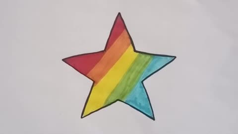 Easy Rainbow Star drawing, Coloring for kids,Toddlers learning video,2d shapes,Preschool learning