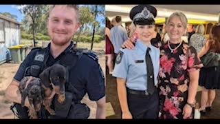 Queensland police release photos of two officers shot dead on property west of Brisbane