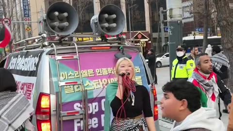 In front of the Zionist embassy in South Korea