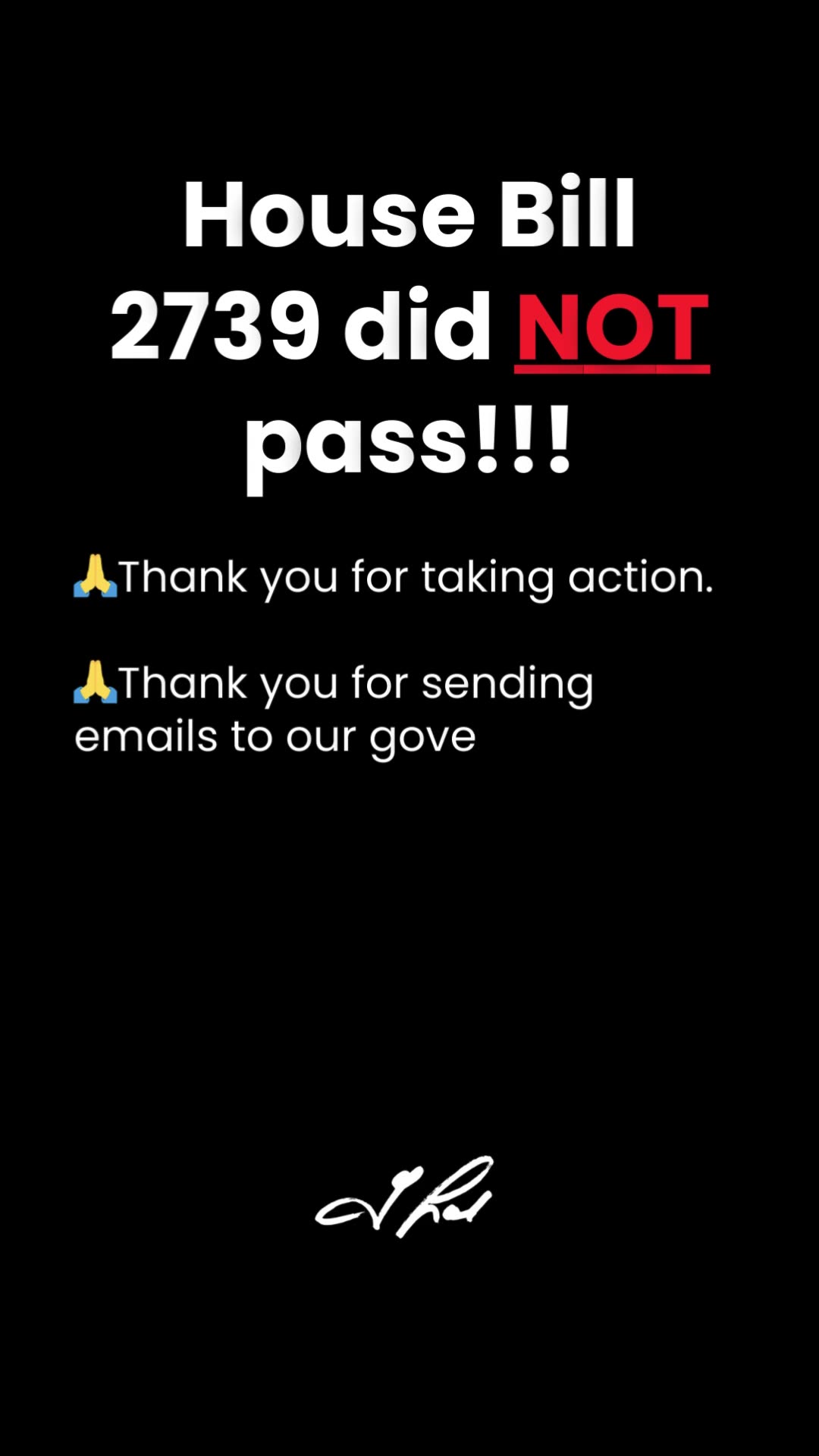 Thank you! 🙏 House Bill 2739 did NOT pass!!!