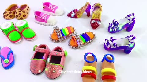 DIY How to Make Polymer Clay Miniature Cute Shoes DIY Miniature Footwear Clay creations Ideas