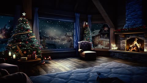 Majestic Christmas Scene by a warm Fireplace Sleep Sounds