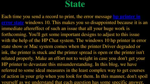 Steps To Fix Hp Printer In Error State