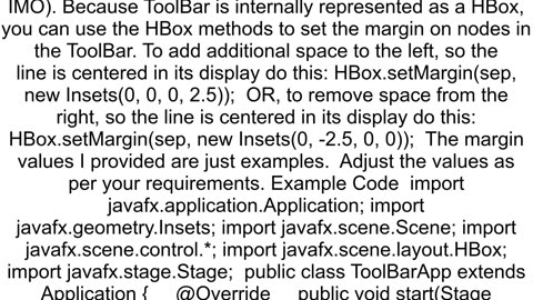 How to remove extra space after separator in toolbar in JavaFX