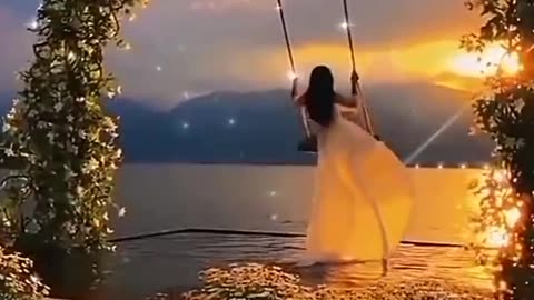 A beautiful swing in water lovely scene