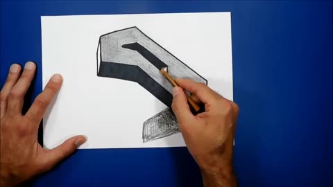 3D Trick Art on Paper, Letter "A" with Graphite Pencil