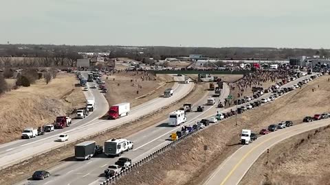Truck convoy on the way through Springfield Missouri on the way to Washington DC. 2-28-2022