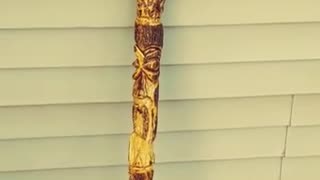 Hand Carved Walking Stick duck head Black Walnut wood