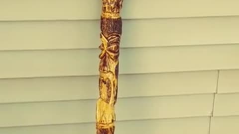 Hand Carved Walking Stick duck head Black Walnut wood