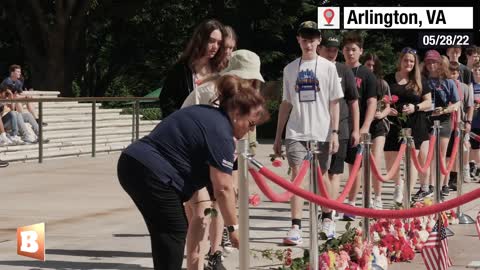 Visitors Lay Flowers at the Tomb of the Unknown Soldier