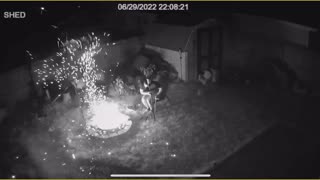 Fireworks in Fire Pit Make Fireball