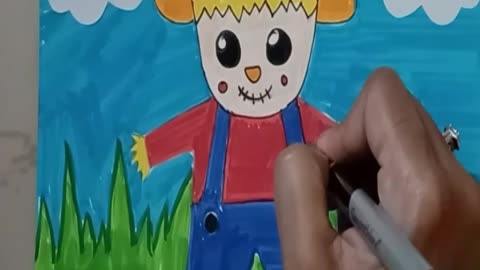Easy Scarecrow Drawing For Kids | Easy Scarecrow Drawing | Easy How to Draw A Scarecrow Tutorial