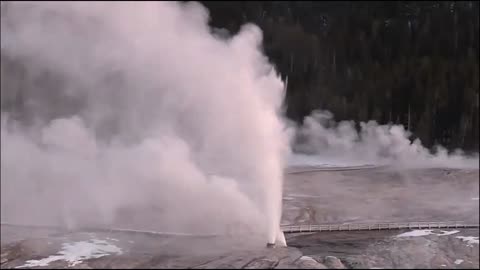 Beehive Geyser Goes Off, Yellowstone National Park, February 1, 2024