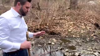 Senator JD Vance in East Palestine Ohio Shows Chemicals in the Ground- Tragic!