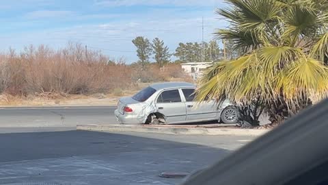 Driver Leaves Gas Station on 3 Wheels