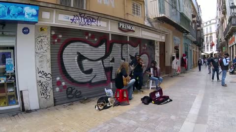 Musicians busking in Malaga Spain