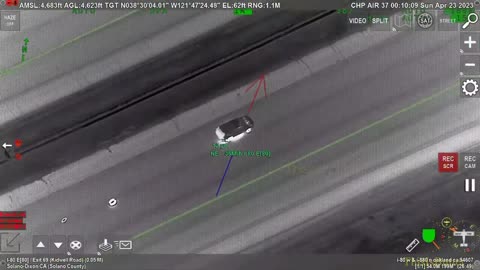 CHP airplane video shows sparking flying from a stolen vehicle when fleeing from San Bruno police