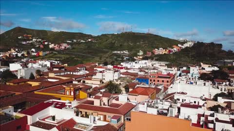 view from the height on cathedral and townscape san cristobal de la laguna tenerife