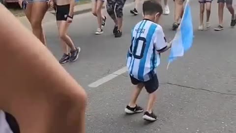Kid dancing Messi Argentina Wins
