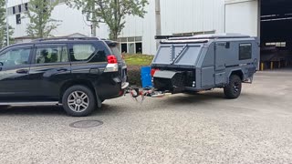 Customer pick up his brand new njstar off grid camper trailer with very smooth driving skill