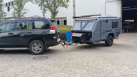 Customer pick up his brand new njstar off grid camper trailer with very smooth driving skill