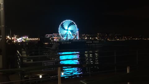 Santa Monica ferries wheel at night