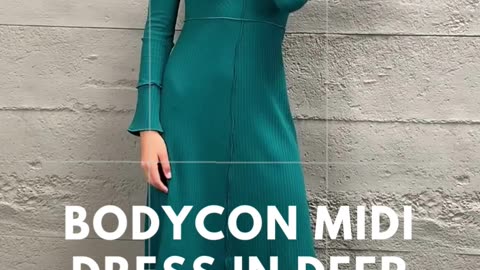 Culture Code | Upper Bodycon Midi Dress In Deep Teal #shorts
