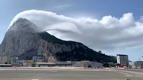 Levanter cloud billows over the Rock of Gibraltar