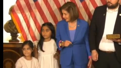 Nancy Pelosi ELBOWS Daughter of new Hispanic GOP Congresswoman Mayra Flores