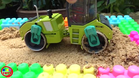 Building Toys Garage with Construction Vehicles - Cement Mixer, Garbage and Dump Truck