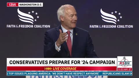 FULL SPEECH: Asa Hutchinson Faith and Freedom Coalition: Road to Majority Conference 6/23/23