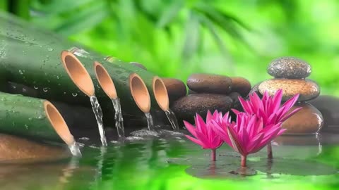 Relaxing music with the sound of nature bamboo water fountain!