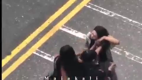 Girl fight on road