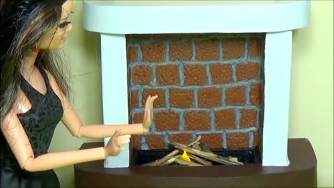 How to make a fireplace for Barbie DIY For Dolls fireplace tutorial