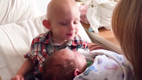 Funny Siblings First Meeting Newborn Baby #2 - WE LAUGH