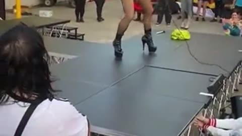 Drag queen performs sexual acts onstage at a childrens fun park