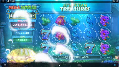 Atlantean Treasures Mega Moolah Progressive Jackpot Slot - Win $1,000,000 for 10 Cents a Bet