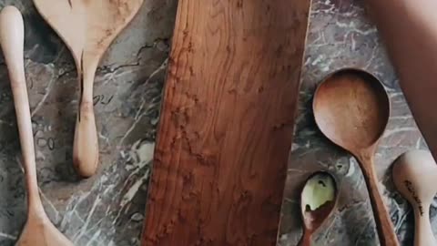 Spoon Buttering a French Board in Roasted Birdseye Maple