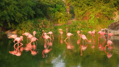 the best video of orange flamingos