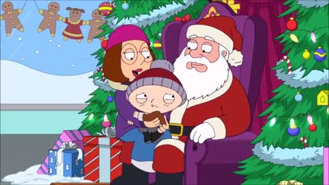 Meg sits on Santa's lap - Family Guy