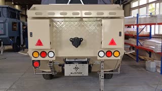 Semi-finishing njstar rv flat top desert sand color off road travel trailer in and out