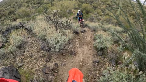 Single track on wet trails in Arizona