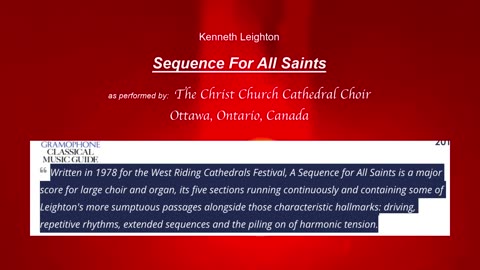 Kenneth Leighton: "Sequence For All Saints" complete work.